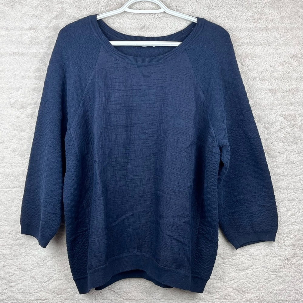 VINCE Navy Blue Sweater XL Jacquard Crew Neck